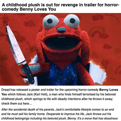 A childhood plush is out for revenge in trailer for horror-comedy Benny Loves You
